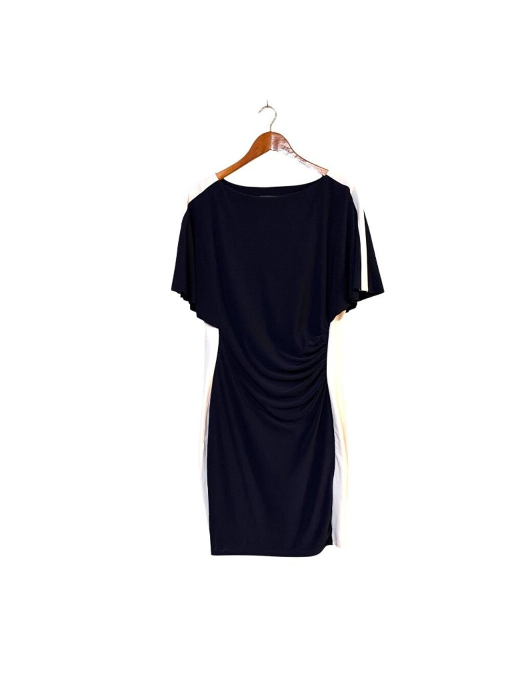 Lauren Ralph Lauren Navy &‎ White Colorblock Sheath Dress Cap Sleeves Womens 14